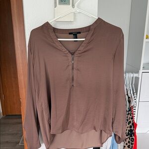 H&M Chocolate Brown V-Neck Blouse